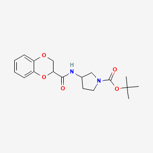 molecular formula C18H24N2O5 B13979731 tert-Butyl 3-((R)-2,3-dihydrobenzo[b][1,4]dioxine-2-carboxamido)pyrrolidine-1-carboxylate 