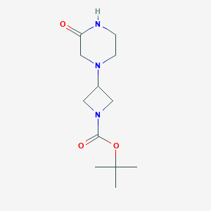 molecular formula C12H21N3O3 B1397975 1-Boc-3-(3-oxo-1-piperazinyl)azetidine CAS No. 1257293-71-2