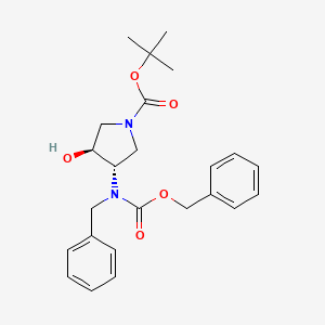molecular formula C24H30N2O5 B1397990 (3S,4S)-叔丁基 3-(苄基((苄氧基)羰基)氨基)-4-羟基吡咯烷-1-羧酸酯 CAS No. 708273-38-5