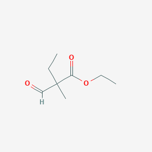 molecular formula C8H14O3 B13979907 Butanoic acid, 2-formyl-2-methyl-, ethyl ester 