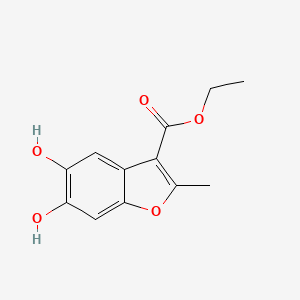 molecular formula C12H12O5 B13979910 Ethyl 5,6-dihydroxy-2-methyl-1-benzofuran-3-carboxylate CAS No. 83634-11-1