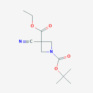 molecular formula C12H18N2O4 B1397992 1-tert-Butyl 3-ethyl 3-cyanoazetidine-1,3-dicarboxylate CAS No. 1105663-96-4