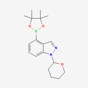 molecular formula C18H25BN2O3 B1397997 1-(Tetrahydropyran-2-yl)-4-(4,4,5,5-tetramethyl[1,3,2]dioxaborolan-2-yl)-1H-indazole CAS No. 956388-05-9