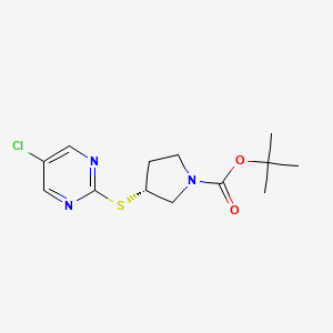 molecular formula C13H18ClN3O2S B13980063 (R)-3-(5-Chloro-pyrimidin-2-ylsulfanyl)-pyrrolidine-1-carboxylic acid tert-butyl ester 