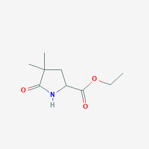 molecular formula C9H15NO3 B13980123 Ethyl 4,4-dimethyl-5-oxopyrrolidine-2-carboxylate 