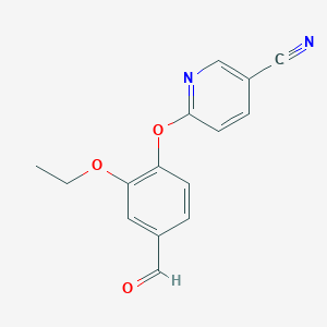 molecular formula C15H12N2O3 B1398019 6-(2-乙氧基-4-甲酰苯氧基)烟腈 CAS No. 676495-31-1