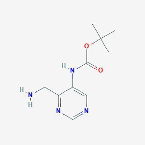 molecular formula C10H16N4O2 B13980385 Tert-butyl (4-(aminomethyl)pyrimidin-5-yl)carbamate 