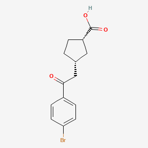 molecular formula C14H15BrO3 B13980445 cis-3-[2-(4-Bromophenyl)-2-oxoethyl]cyclopentane-1-carboxylicacid 
