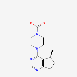 molecular formula C17H26N4O2 B1398050 (R)-叔丁基 4-(5-甲基-6,7-二氢-5H-环戊[d]嘧啶-4-基)哌嗪-1-羧酸酯 CAS No. 1001178-90-0