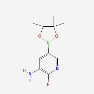 molecular formula C11H16BFN2O2 B1398053 2-Fluoro-5-(4,4,5,5-tetramethyl-1,3,2-dioxaborolan-2-YL)pyridin-3-amine CAS No. 1257554-30-5