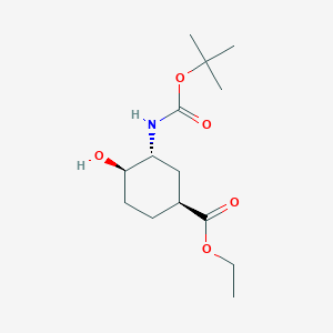 molecular formula C14H25NO5 B1398076 (1S,3R,4R)-3-(Boc-amino)-4-hydroxy-cyclohexanecarboxylic acid ethyl ester CAS No. 365997-33-7