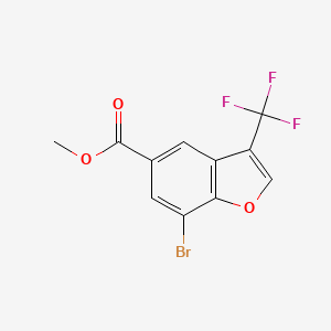 molecular formula C11H6BrF3O3 B13980999 Methyl 7-bromo-3-(trifluoromethyl)benzofuran-5-carboxylate 