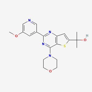 molecular formula C19H22N4O3S B13981163 2-(2-(5-Methoxypyridin-3-yl)-4-morpholinothieno[3,2-d]pyrimidin-6-yl)propan-2-ol 