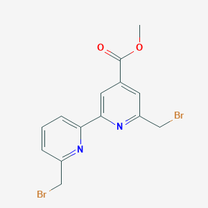 molecular formula C14H12Br2N2O2 B13981246 Methyl 2-(bromomethyl)-6-[6-(bromomethyl)pyridin-2-yl]pyridine-4-carboxylate 