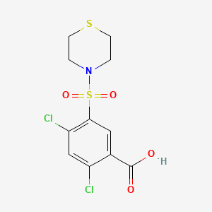 molecular formula C11H11Cl2NO4S2 B13981261 2,4-Dichloro-5-(thiomorpholinosulfonyl)benzoic acid 