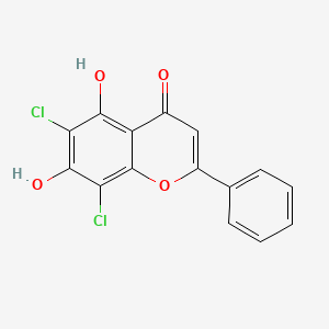 molecular formula C15H8Cl2O4 B13981292 4H-1-Benzopyran-4-one, 6,8-dichloro-5,7-dihydroxy-2-phenyl- CAS No. 32140-66-2