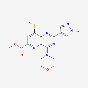 molecular formula C18H20N6O3S B13981314 Methyl 2-(1-methyl-1H-pyrazol-4-yl)-8-(methylthio)-4-morpholin-4-ylpyrido[3,2-d]pyrimidine-6-carboxylate 