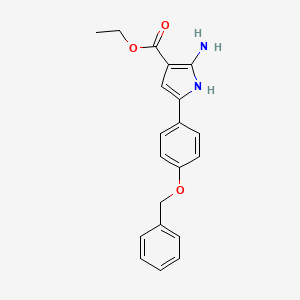 molecular formula C20H20N2O3 B13981333 ethyl 2-amino-5-(4-benzyloxyphenyl)-1H-pyrrole-3-carboxylate CAS No. 417721-39-2