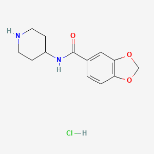 molecular formula C13H17ClN2O3 B13981339 N-(piperidin-4-yl)benzo[d][1,3]dioxole-5-carboxamide hydrochloride 