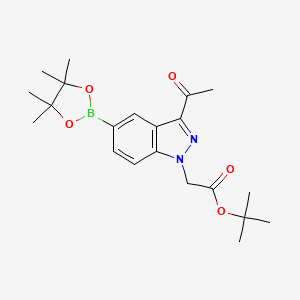 molecular formula C21H29BN2O5 B13981367 tert-Butyl 2-(3-acetyl-5-(4,4,5,5-tetramethyl-1,3,2-dioxaborolan-2-yl)-1H-indazol-1-yl)acetate 