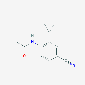 molecular formula C12H12N2O B13981397 4-Acetamido-3-cyclopropylbenzonitrile CAS No. 184163-41-5