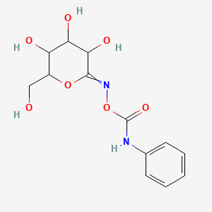 molecular formula C13H16N2O7 B13981420 (2Z)-3,4,5-trihydroxy-6-(hydroxymethyl)tetrahydro-2H-pyran-2-one O-(anilinocarbonyl)oxime 