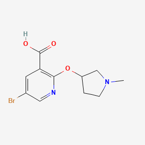 molecular formula C11H13BrN2O3 B13981495 5-Bromo-2-((1-methylpyrrolidin-3-yl)oxy)nicotinic acid 