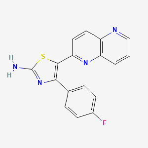 molecular formula C17H11FN4S B13981531 4-(4-Fluorophenyl)-5-(1,5-naphthyridin-2-yl)thiazol-2-amine 