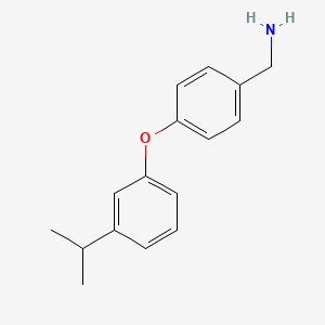molecular formula C16H19NO B13981534 4-[3-(1-Methylethyl)phenoxy]benzylamine CAS No. 864263-04-7