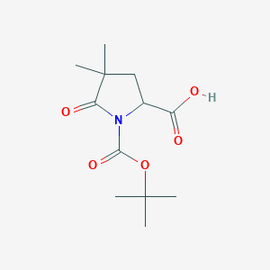 molecular formula C12H19NO5 B13981545 1-(tert-Butoxycarbonyl)-4,4-dimethyl-5-oxopyrrolidine-2-carboxylic acid 