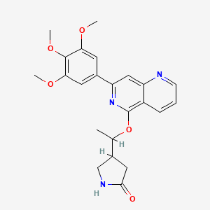 molecular formula C23H25N3O5 B13981558 4-[1-[[7-(3,4,5-Trimethoxyphenyl)-1,6-naphthyridin-5-yl]oxy]ethyl]pyrrolidin-2-one 