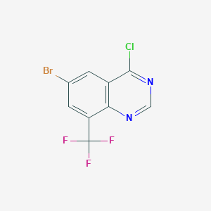molecular formula C9H3BrClF3N2 B13981564 6-Bromo-4-chloro-8-(trifluoromethyl)quinazoline 