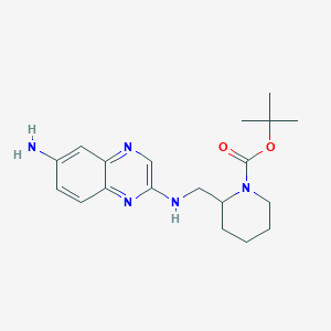 molecular formula C19H27N5O2 B13981699 tert-Butyl 2-(((6-aminoquinoxalin-2-yl)amino)methyl)piperidine-1-carboxylate 