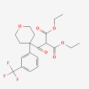 molecular formula C20H23F3O6 B13981712 diethyl 2-(4-(3-(trifluoromethyl)phenyl)-tetrahydro-2H-pyran-4-carbonyl)malonate CAS No. 1035261-85-8