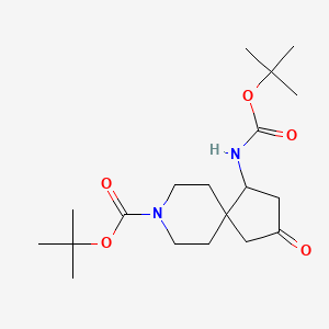 molecular formula C19H32N2O5 B13981734 tert-Butyl 1-((tert-butoxycarbonyl)amino)-3-oxo-8-azaspiro[4.5]decane-8-carboxylate 