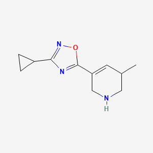 molecular formula C11H15N3O B13981737 3-Cyclopropyl-5-(3-methyl-1,2,3,6-tetrahydropyridin-5-yl)-1,2,4-oxadiazole 