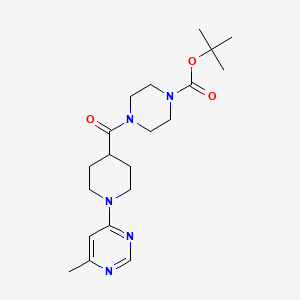 molecular formula C20H31N5O3 B13981752 1-(Tert-butoxycarbonyl)-4-[1-(6-methylpyrimidin-4-yl)-4-piperidylcarbonyl] piperazine CAS No. 203520-07-4