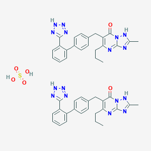 molecular formula C46H46N16O6S B139819 2-Methyl-5-propyl-6-[[4-[2-(2H-tetrazol-5-yl)phenyl]phenyl]methyl]-1H-[1,2,4]triazolo[1,5-a]pyrimidin-7-one;sulfuric acid CAS No. 151733-55-0
