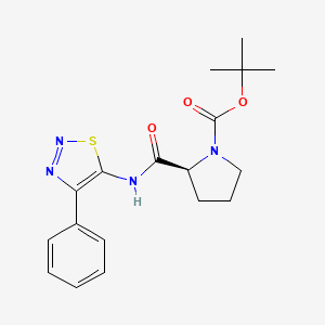 molecular formula C18H22N4O3S B13981911 1-Pyrrolidinecarboxylic acid, 2-[[(4-phenyl-1,2,3-thiadiazol-5-yl)amino]carbonyl]-, 1,1-dimethylethyl ester, (2S)- 