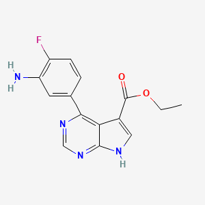 molecular formula C15H13FN4O2 B13981939 ethyl 4-(3-amino-4-fluorophenyl)-7H-pyrrolo[2,3-d]pyrimidine-5-carboxylate 