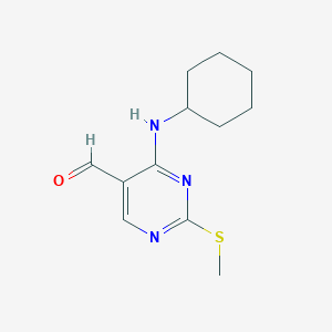 molecular formula C12H17N3OS B13982023 4-(Cyclohexylamino)-2-(methylthio)pyrimidine-5-carbaldehyde 