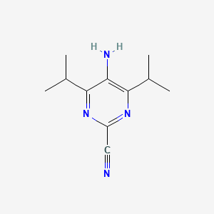 molecular formula C11H16N4 B13982194 5-Amino-4,6-diisopropylpyrimidine-2-carbonitrile 