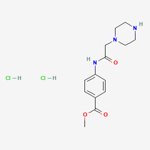 molecular formula C14H21Cl2N3O3 B1398221 Methyl 4-[(piperazin-1-ylacetyl)amino]benzoate dihydrochloride CAS No. 1216473-32-3
