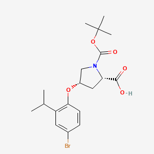 molecular formula C19H26BrNO5 B1398224 (2S,4S)-4-(4-Bromo-2-isopropylphenoxy)-1-(tert-butoxycarbonyl)-2-pyrrolidinecarboxylic acid CAS No. 1354484-87-9