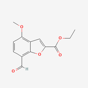 molecular formula C13H12O5 B13982241 Ethyl 7-formyl-4-methoxybenzofuran-2-carboxylate CAS No. 59254-12-5