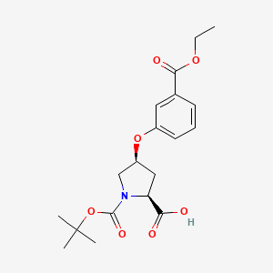 molecular formula C19H25NO7 B1398226 (2S,4S)-1-(tert-Butoxycarbonyl)-4-[3-(ethoxy-carbonyl)phenoxy]-2-pyrrolidinecarboxylic acid CAS No. 1354486-74-0
