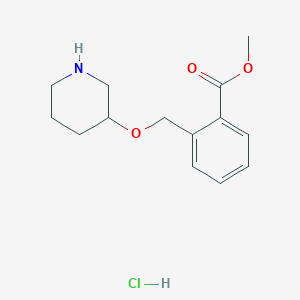 molecular formula C14H20ClNO3 B1398236 Methyl 2-[(3-piperidinyloxy)methyl]benzoate hydrochloride CAS No. 1220034-16-1