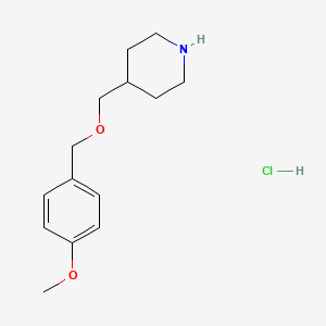 molecular formula C14H22ClNO2 B1398244 4-(((4-Methoxybenzyl)oxy)methyl)piperidine hydrochloride CAS No. 1219949-43-5