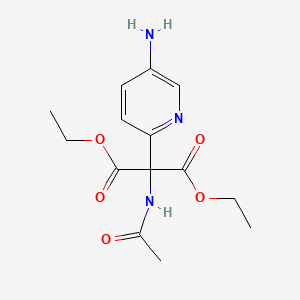 molecular formula C14H19N3O5 B13982490 Diethyl 2-acetamido-2-(5-aminopyridin-2-yl)propanedioate CAS No. 67938-68-5