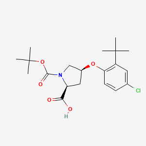 molecular formula C20H28ClNO5 B1398251 (2S,4S)-1-(tert-Butoxycarbonyl)-4-[2-(tert-butyl)-4-chlorophenoxy]-2-pyrrolidinecarboxylic acid CAS No. 1354484-55-1